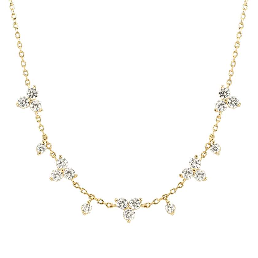 Life Bouquet 18kt Gold Necklace in Silver with CZ