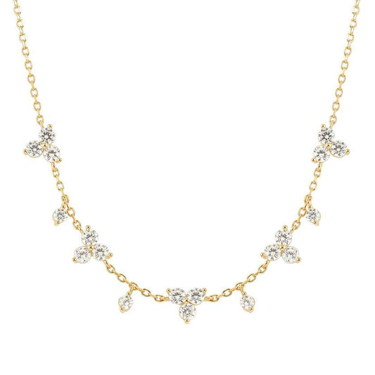 Life Bouquet 18kt Gold Necklace in Silver with CZ
