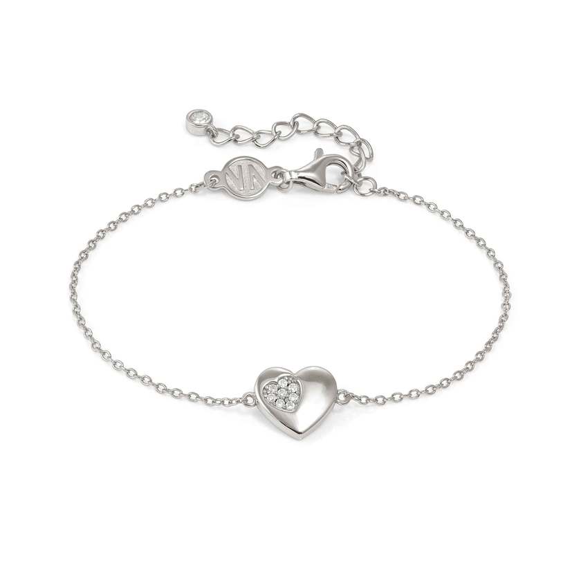 Petit Sparkle Heart Bracelet in Silver with CZ