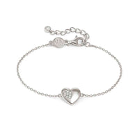 Petit Sparkle Heart Bracelet in Silver with CZ