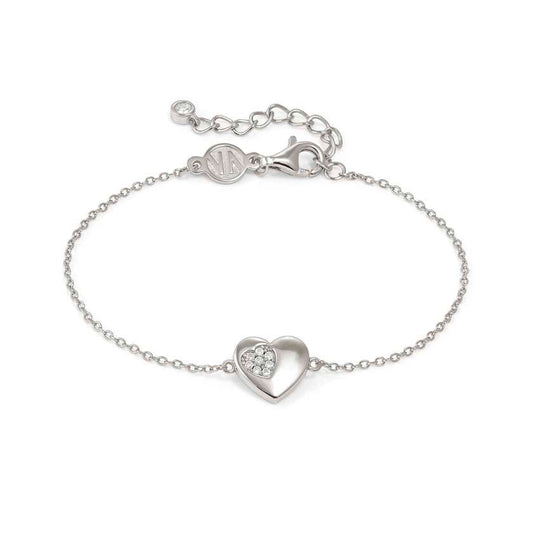 Petit Sparkle Heart Bracelet in Silver with CZ