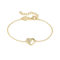 Petit Sparkle 18kt Gold Heart Bracelet in Silver with CZ