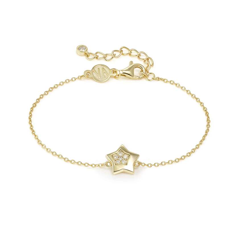 Petit Sparkle 18kt Gold Star Bracelet in Silver with CZ