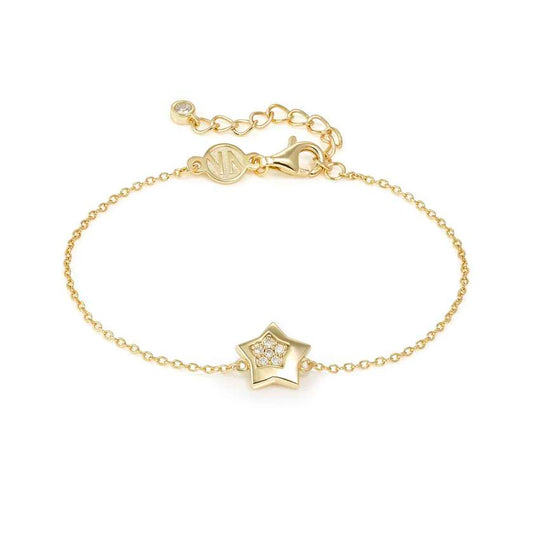 Petit Sparkle 18kt Gold Star Bracelet in Silver with CZ