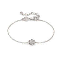 Petit Sparkle Flower Bracelet in Silver with CZ