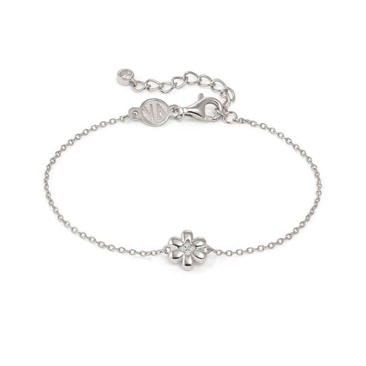 Petit Sparkle Flower Bracelet in Silver with CZ