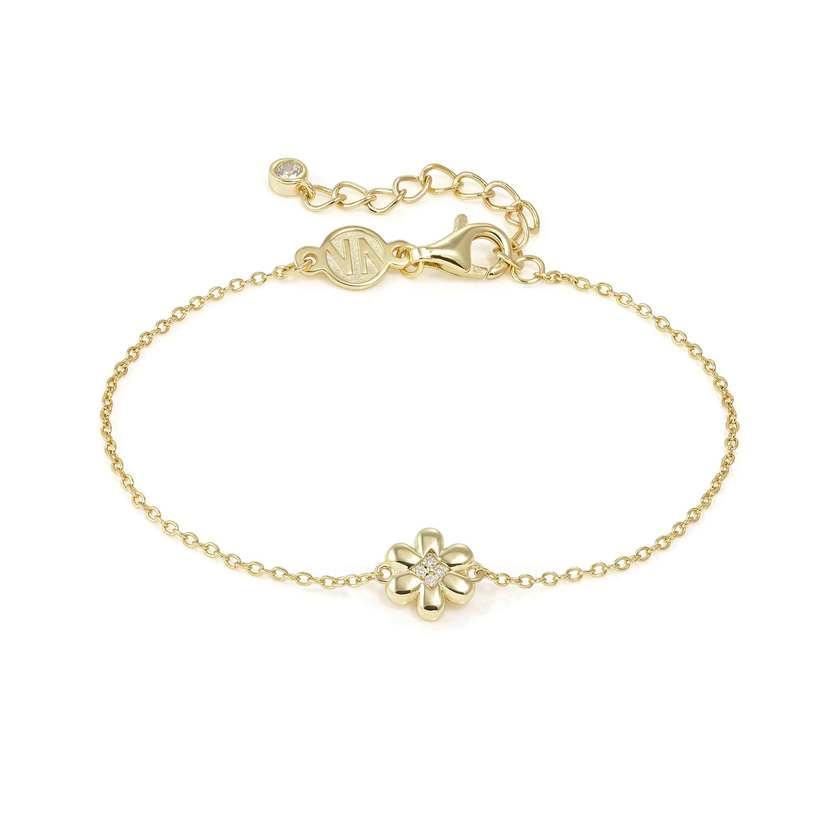 Petit Sparkle 18kt Gold Flower Bracelet in Silver with CZ