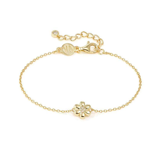 Petit Sparkle 18kt Gold Flower Bracelet in Silver with CZ