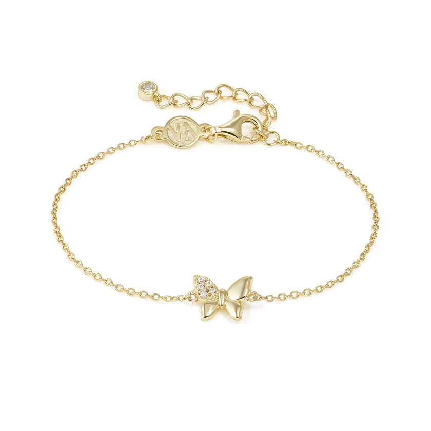 Petit Sparkle 18kt Gold Butterfly Bracelet in Silver with CZ