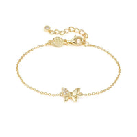 Petit Sparkle 18kt Gold Butterfly Bracelet in Silver with CZ