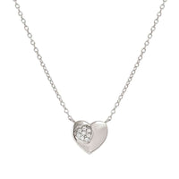 Petit Sparkle Heart Necklace in Silver with CZ