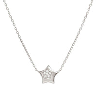 Petit Sparkle Star Necklace in Silver with CZ