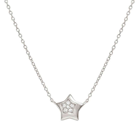 Petit Sparkle Star Necklace in Silver with CZ