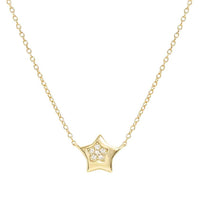 Petit Sparkle 18kt Gold Star Necklace in Silver with CZ