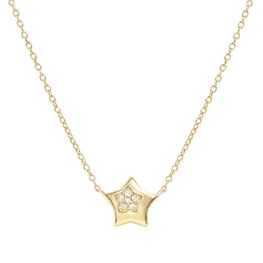 Petit Sparkle 18kt Gold Star Necklace in Silver with CZ