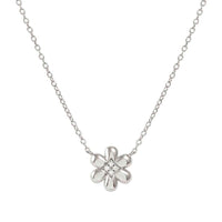 Petit Sparkle Flower Necklace in Silver with CZ