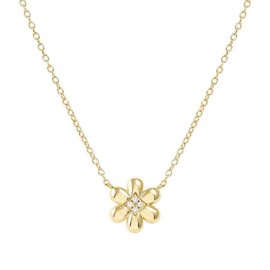 Petit Sparkle 18kt Gold Flower Necklace in Silver with CZ