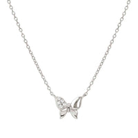 Petit Sparkle Butterfly Necklace in Silver with CZ