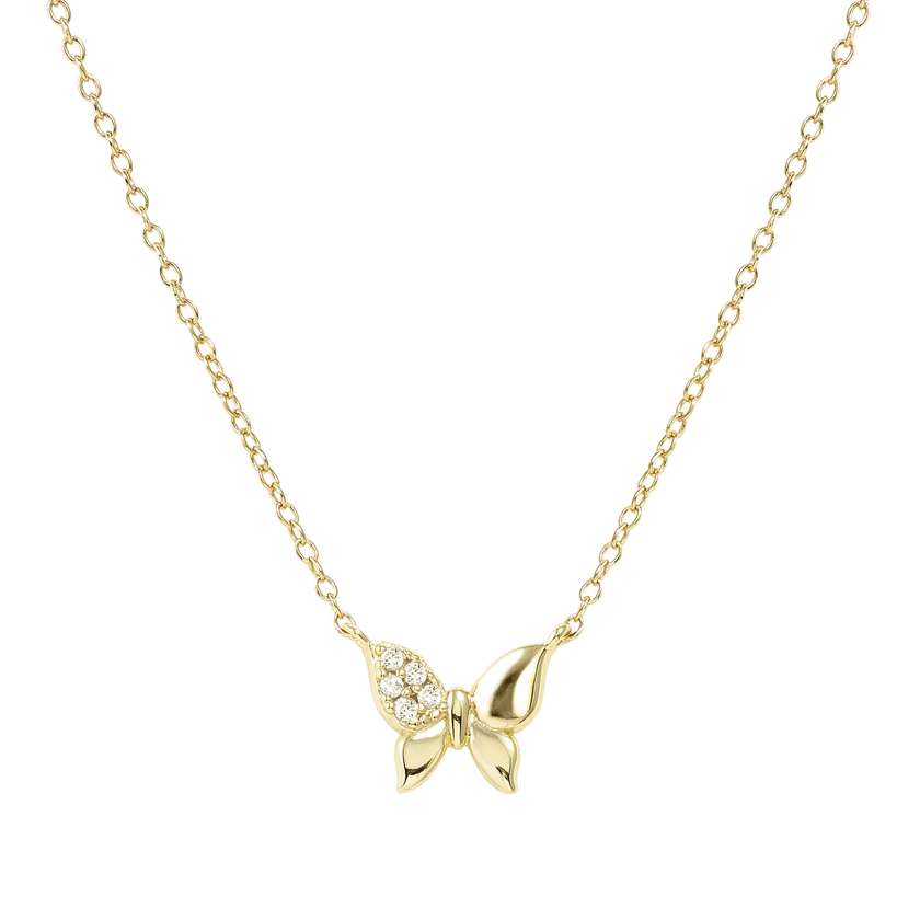 Nomination Petit Sparkle 18kt Gold Butterfly Necklace in Silver with CZ