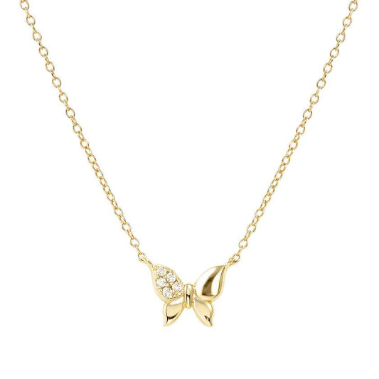 Petit Sparkle 18kt Gold Butterfly Necklace in Silver with CZ