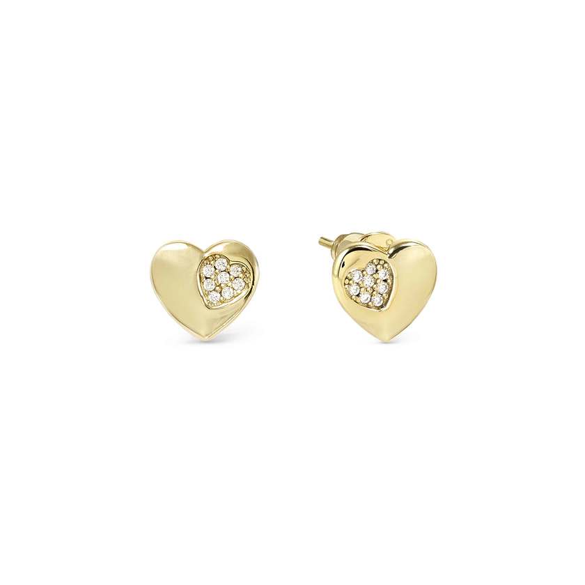 Petit Sparkle 18kt Gold Heart Earrings in Silver with CZ