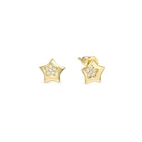 Petit Sparkle 18kt Gold Star Earrings in Silver with CZ