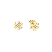Petit Sparkle 18kt Gold Flower Earrings in Silver with CZ