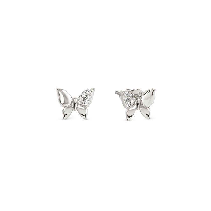 Petit Sparkle Butterfly Earrings in Silver with CZ