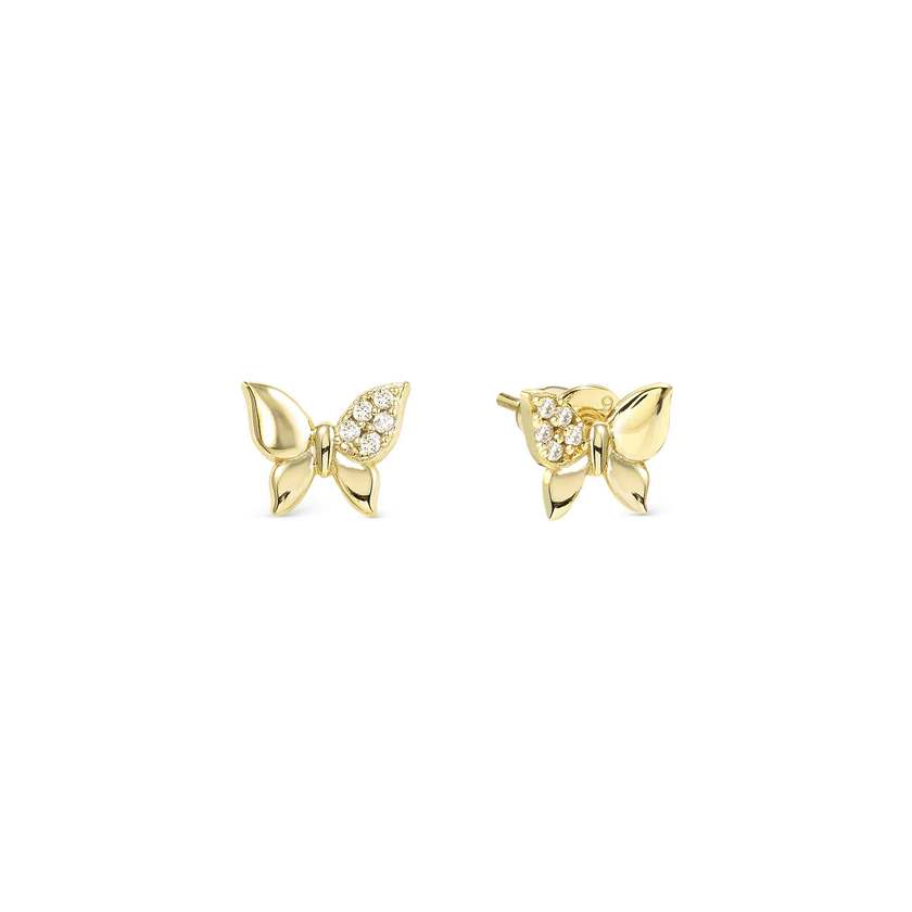 Petit Sparkle 18kt Gold Butterfly Earrings in Silver with CZ