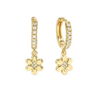 Petit Sparkle 18kt Gold Flower Hoop Earrings in Silver with CZ