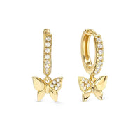 Petit Sparkle 18kt Gold Butterfly Hoop Earrings in Silver with CZ