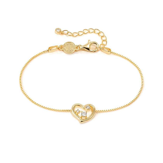 Dreams Beats Heart Bracelet in Gold with CZ