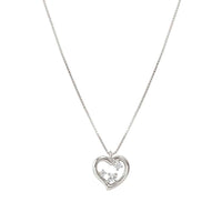 Dreams Beats Heart Necklace in Silver with CZ