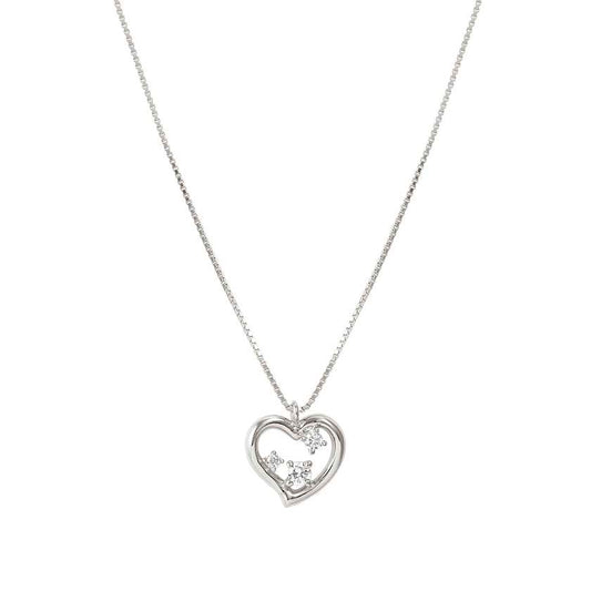 Dreams Beats Heart Necklace in Silver with CZ