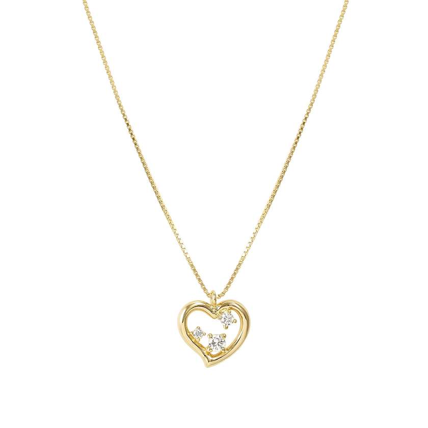 Dreams Beats Heart Necklace in Gold with CZ
