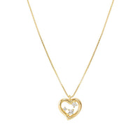 Dreams Beats Heart Necklace in Gold with CZ