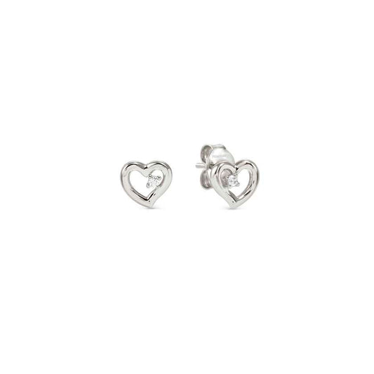 Dreams Beats Heart Earrings in Silver with CZ