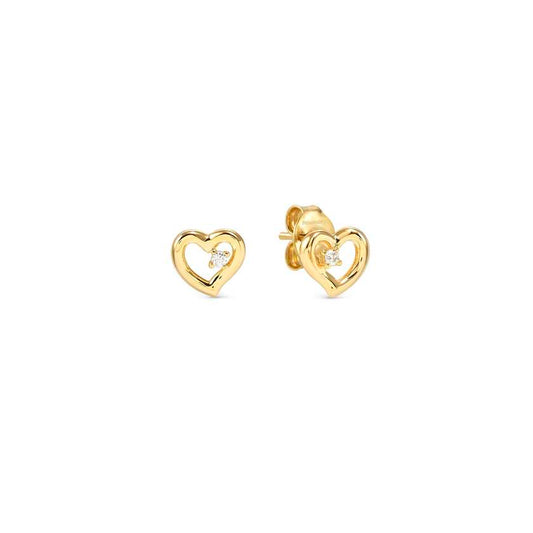 Dreams Beats Heart Earrings in Gold with CZ