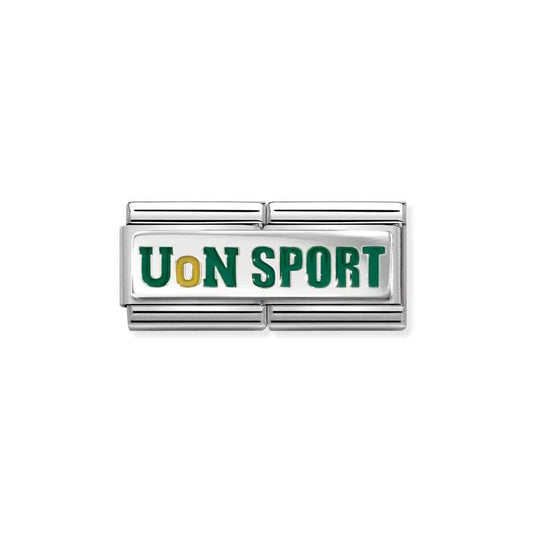 Silver and Enamel Green University Sport Double Graduation Charms