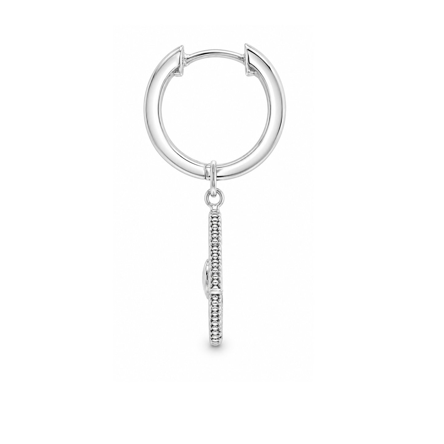 Silver & CZ Star Drop Hoop Earrings