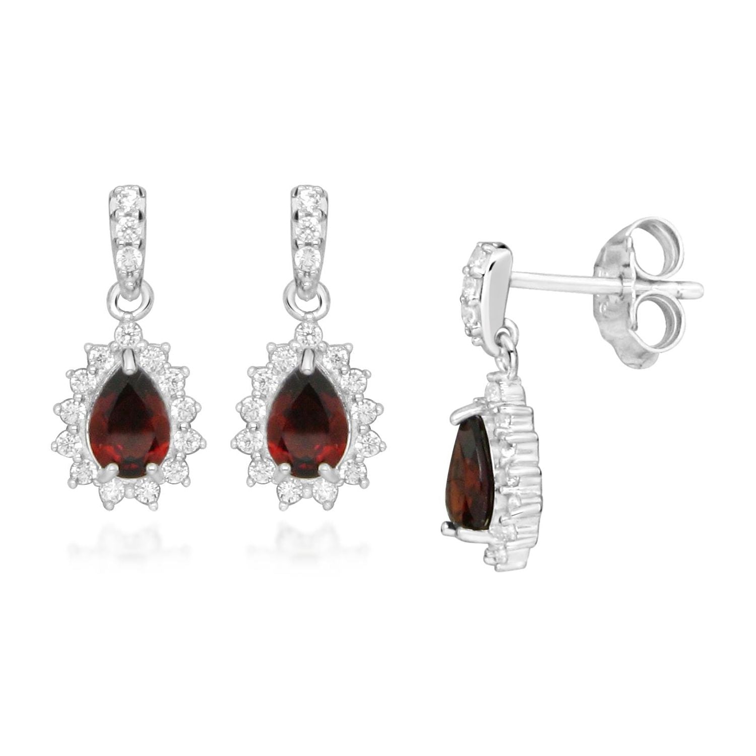 Grace & Co Hope Teardrop Red Garnet Drop Earrings