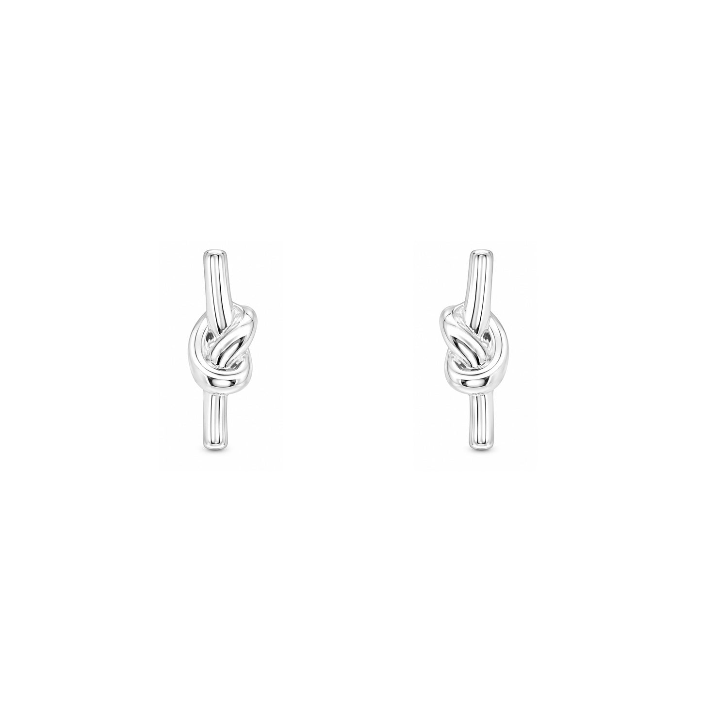 Silver Love Knot Bar Stud Earrings