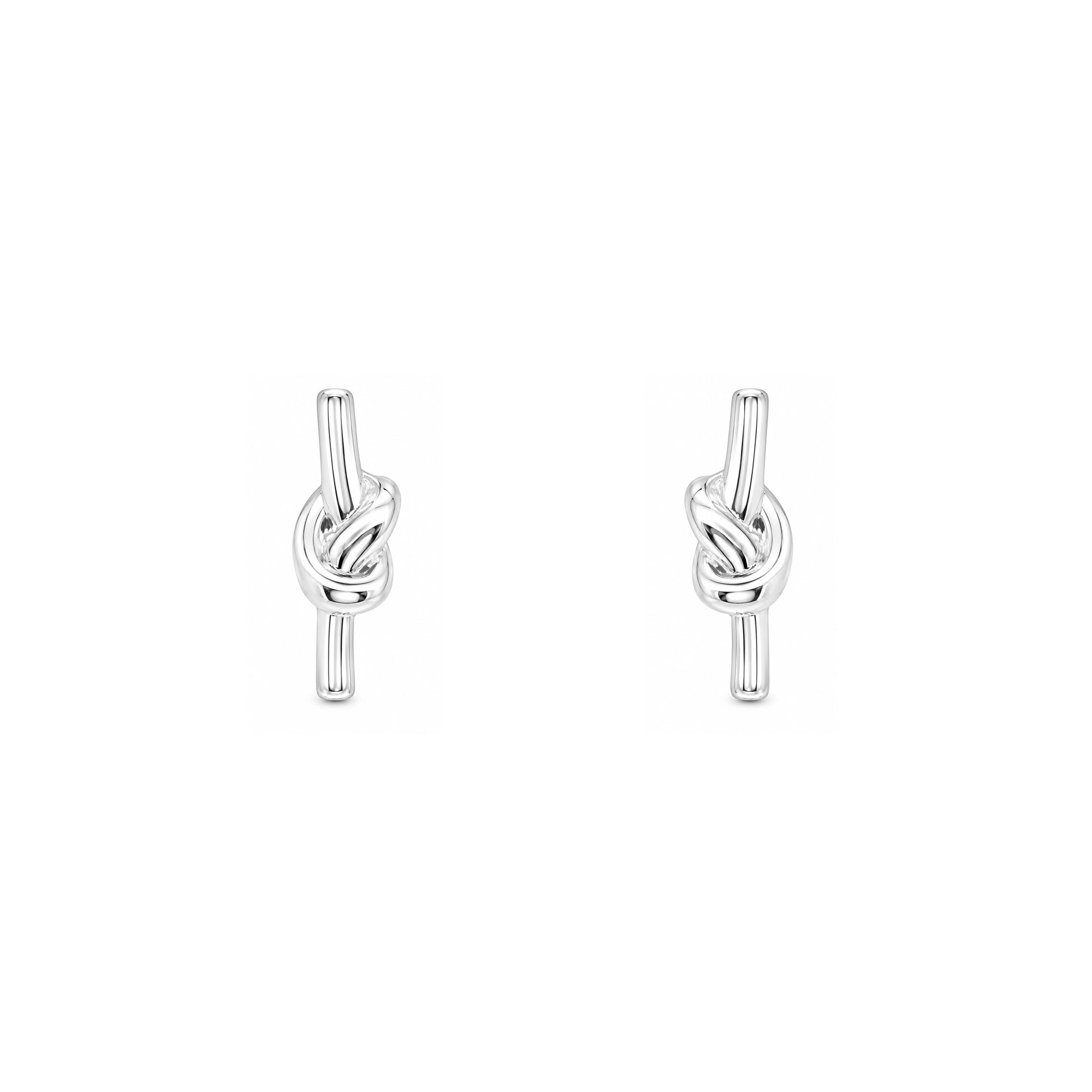 Grace & Co Silver Love Knot Bar Stud Earrings