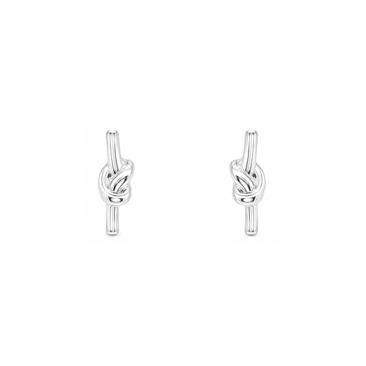 Silver Love Knot Bar Stud Earrings