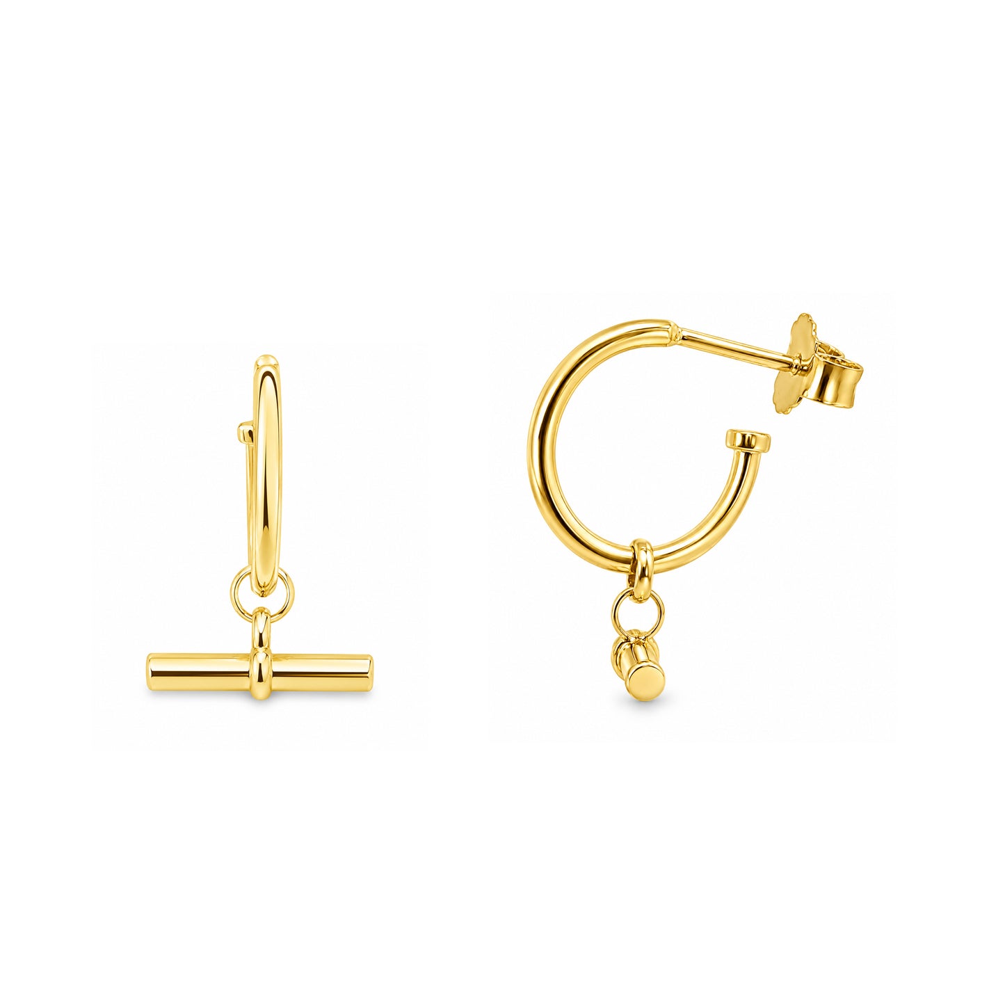 Gold Plated T-bar Hoop Earrings
