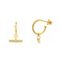 Gold Plated T-bar Hoop Earrings
