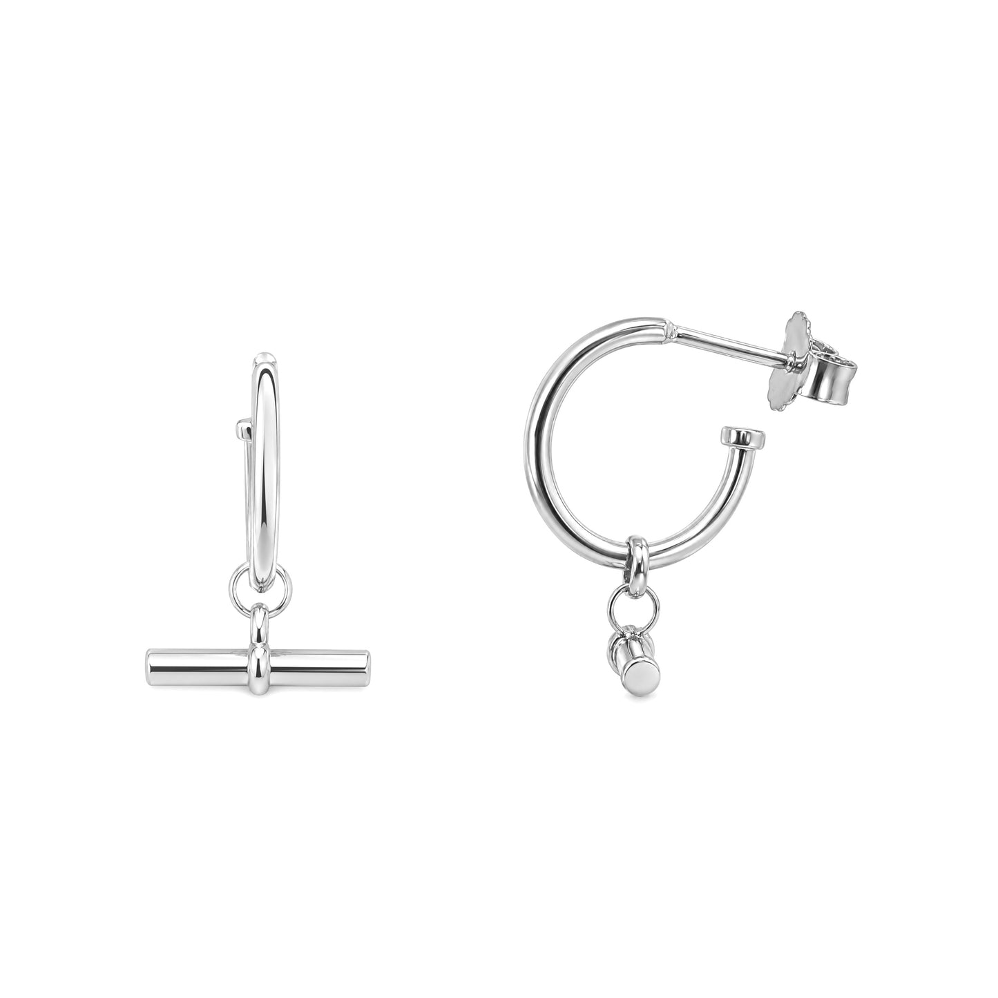 Silver T-Bar Hoop Earrings