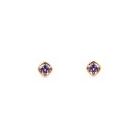 Gold Plated and Amethyst CZ February Birthstone Stud Earrings