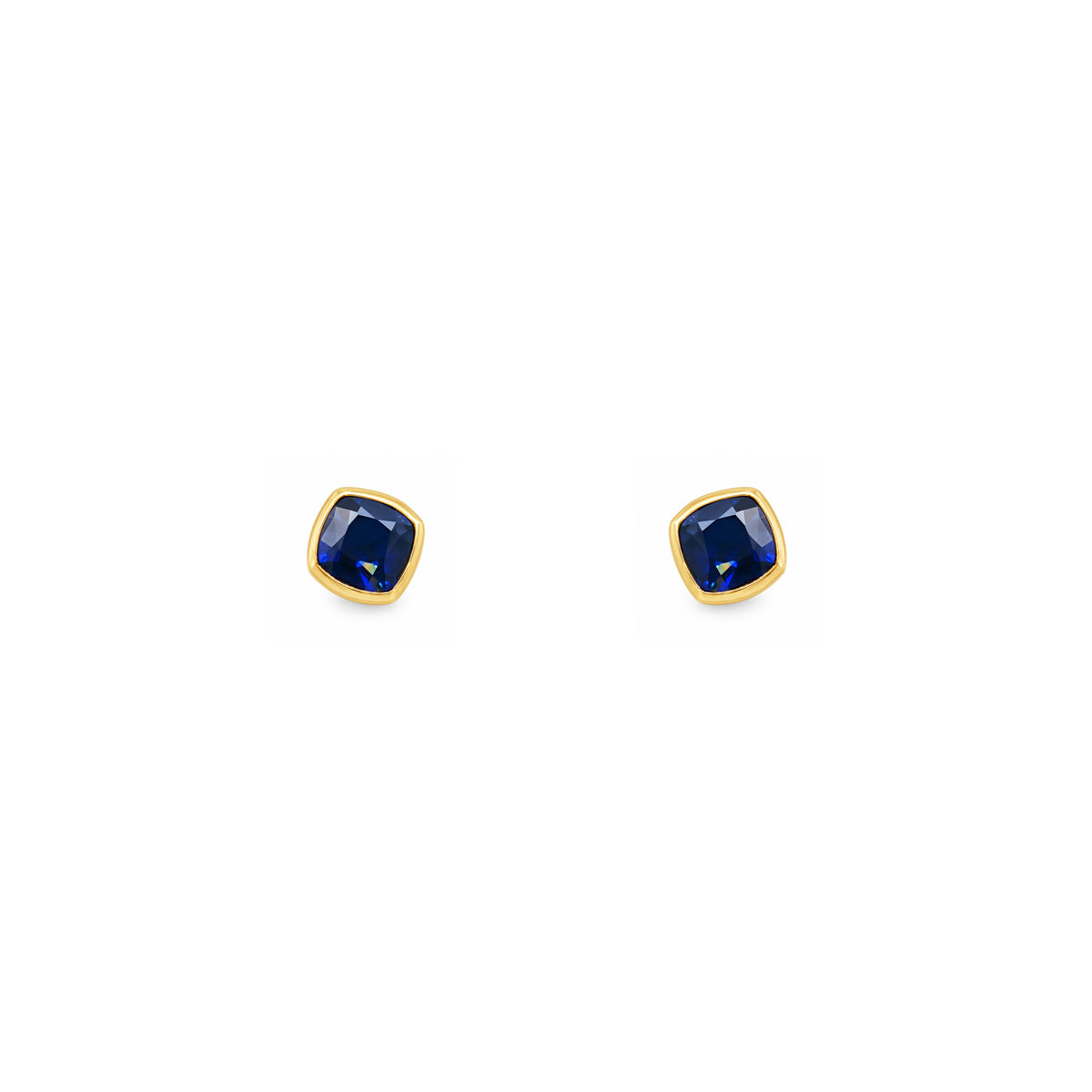 Grace & Co Gold Plated and Sapphire Blue CZ September Birthstone Stud Earrings