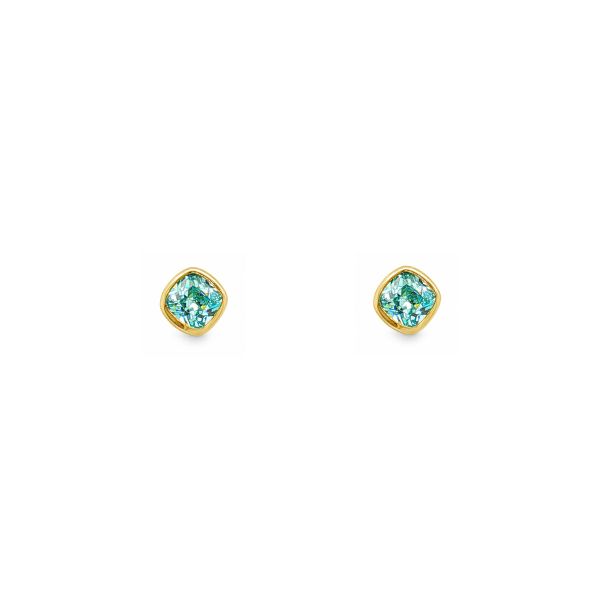 Grace & Co Gold Plated and Aquamarine CZ March Birthstone Stud Earrings